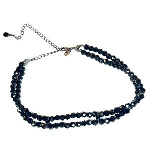 2028 Vintage Two-Tier Black Glass Deco Choker